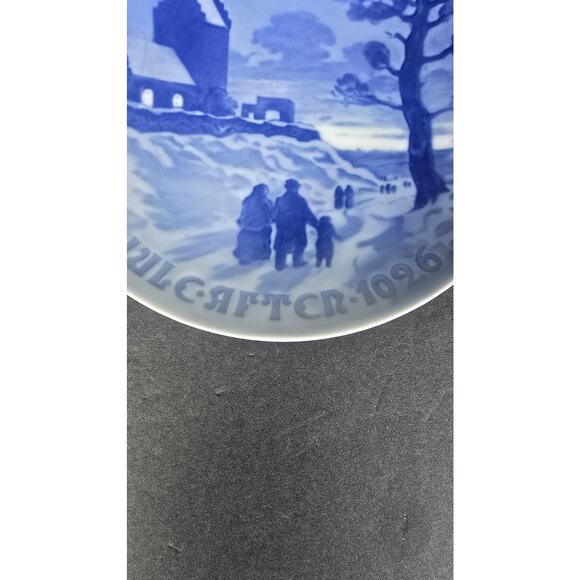 Vintage Bing & Grondahl Christmas Plate Juleaften 1926 Blue Porcelain Denmark - Picture 2 of 5